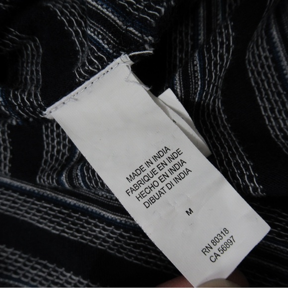 Lucky Brand Jacquard Blue Striped Casual Dress With Pockets Size Medium - Picture 8 of 13